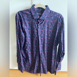 Express - Long Sleeve Extra Slim Paisley Print Shirt